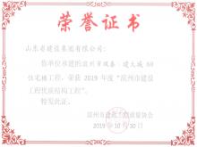 滨州双泰·建大城8#获2019年度滨州市尊龙凯时工程优质结构工程